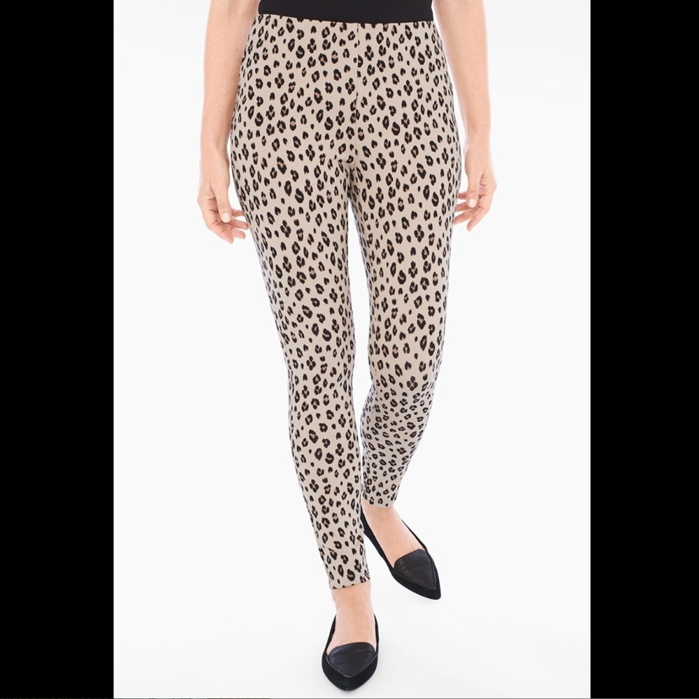 CHICO'S $69 NWT KNIT LEOPARD PULL ON LEGGINGS